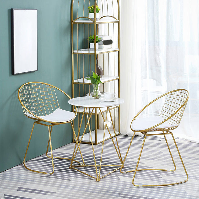 Modern Round Dining Set with Metal Chairs 1/3 Pieces Stone Top Dinette Set for Kitchen Clearhalo 'Dining Room Sets' 'Dining Tables & Seating' 'dining_room_set' 'furn' 'furn_dining_room_set' 'Furniture' 'Kitchen & Dining Furniture' 6241984