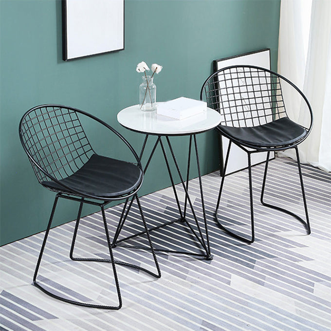 Modern Round Dining Set with Metal Chairs 1/3 Pieces Stone Top Dinette Set for Kitchen Clearhalo 'Dining Room Sets' 'Dining Tables & Seating' 'dining_room_set' 'furn' 'furn_dining_room_set' 'Furniture' 'Kitchen & Dining Furniture' 6241985