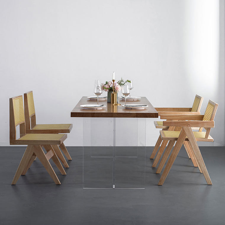 Holz Top Esstisch Set mit Acrylbasi