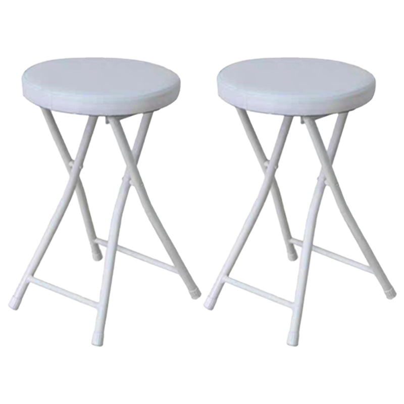 Modern Counter Chair Foldable Bistro Round Shape Cushion Chair with Metal 4 Legs White 2 Piece Set Clearhalo 'Bar Furniture' 'Bar Stools' 'bar_stools' 'furn' 'furn_bar_stools' 'Furniture' 'Kitchen & Dining Furniture' 6244349