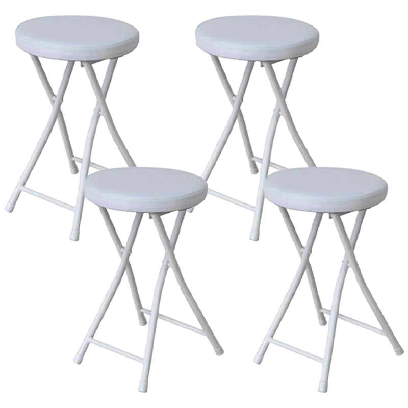 Modern Counter Chair Foldable Bistro Round Shape Cushion Chair with Metal 4 Legs White 4 Piece Set Clearhalo 'Bar Furniture' 'Bar Stools' 'bar_stools' 'furn' 'furn_bar_stools' 'Furniture' 'Kitchen & Dining Furniture' 6244350