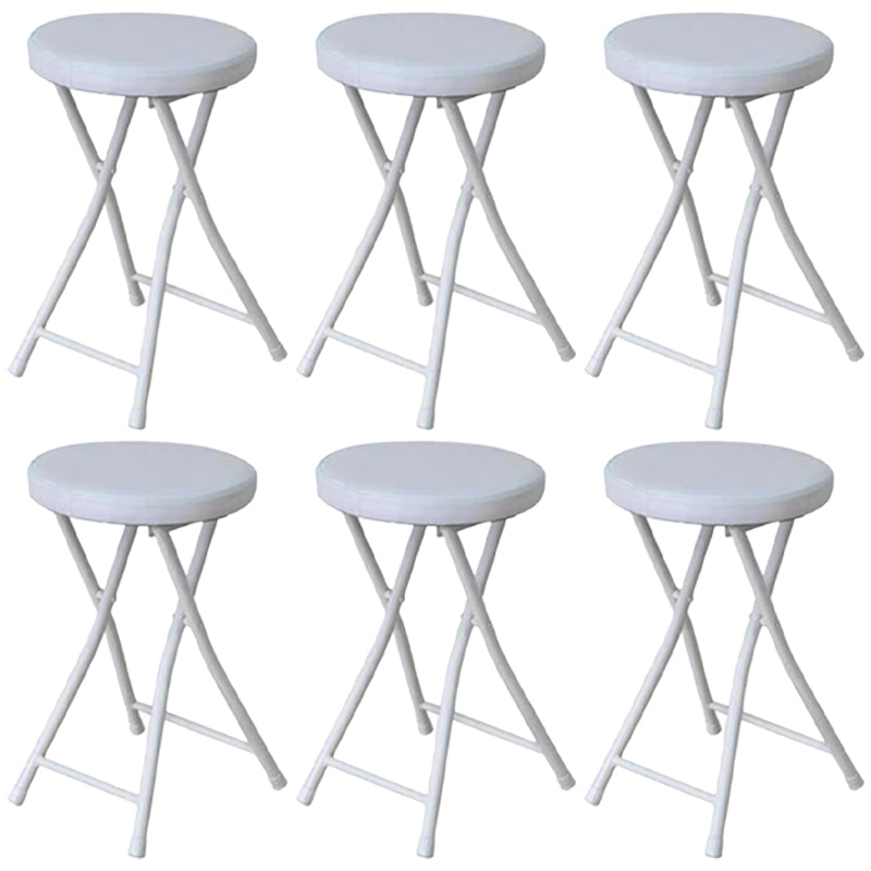 Modern Counter Chair Foldable Bistro Round Shape Cushion Chair with Metal 4 Legs White 6 Piece Set Clearhalo 'Bar Furniture' 'Bar Stools' 'bar_stools' 'furn' 'furn_bar_stools' 'Furniture' 'Kitchen & Dining Furniture' 6244352
