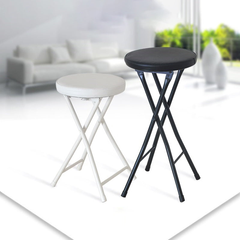 Modern Counter Chair Foldable Bistro Round Shape Cushion Chair with Metal 4 Legs Clearhalo 'Bar Furniture' 'Bar Stools' 'bar_stools' 'furn' 'furn_bar_stools' 'Furniture' 'Kitchen & Dining Furniture' 6244353