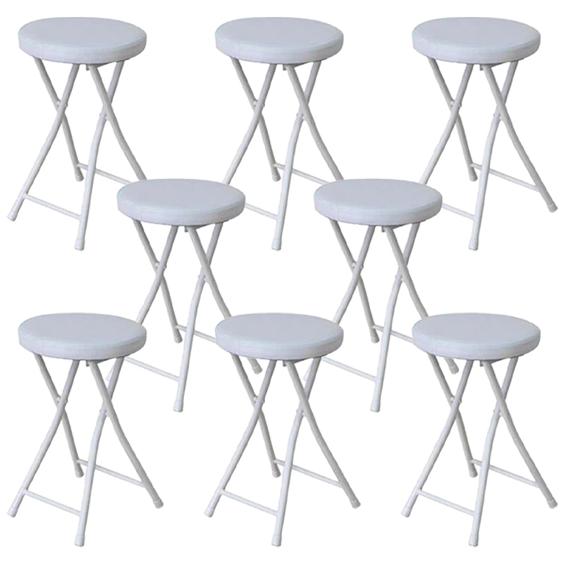 Modern Counter Chair Foldable Bistro Round Shape Cushion Chair with Metal 4 Legs White 8 Piece Set Clearhalo 'Bar Furniture' 'Bar Stools' 'bar_stools' 'furn' 'furn_bar_stools' 'Furniture' 'Kitchen & Dining Furniture' 6244354