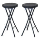 Modern Counter Chair Foldable Bistro Round Shape Cushion Chair with Metal 4 Legs Black 2 Piece Set Clearhalo 'Bar Furniture' 'Bar Stools' 'bar_stools' 'furn' 'furn_bar_stools' 'Furniture' 'Kitchen & Dining Furniture' 6244357