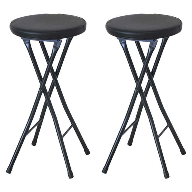 Modern Counter Chair Foldable Bistro Round Shape Cushion Chair with Metal 4 Legs Black 2 Piece Set Clearhalo 'Bar Furniture' 'Bar Stools' 'bar_stools' 'furn' 'furn_bar_stools' 'Furniture' 'Kitchen & Dining Furniture' 6244357