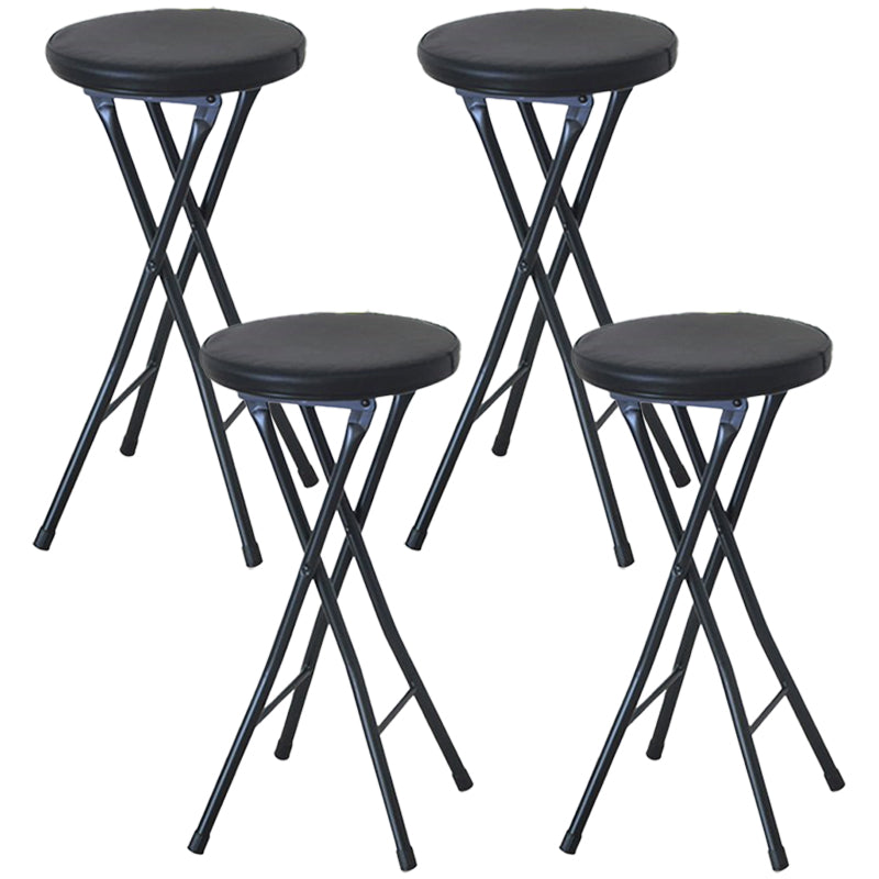 Modern Counter Chair Foldable Bistro Round Shape Cushion Chair with Metal 4 Legs Black 4 Piece Set Clearhalo 'Bar Furniture' 'Bar Stools' 'bar_stools' 'furn' 'furn_bar_stools' 'Furniture' 'Kitchen & Dining Furniture' 6244358