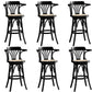 Contemporary Wood Counter Stools Rattan Bar Stool for Home Use