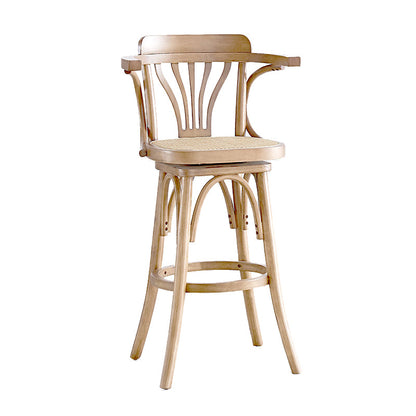 Contemporary Wood Counter Stools Rattan Bar Stool for Home Use