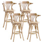 Contemporary Wood Counter Stools Rattan Bar Stool for Home Use