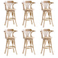 Contemporary Wood Counter Stools Rattan Bar Stool for Home Use
