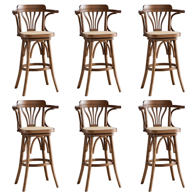 Contemporary Wood Counter Stools Rattan Bar Stool for Home Use