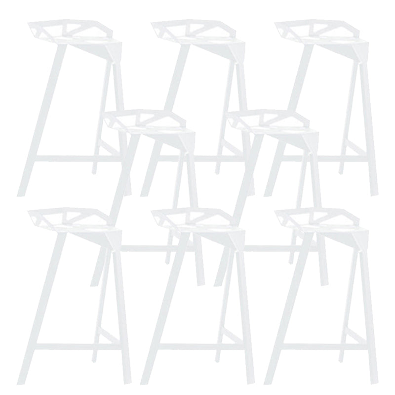 Industrial Low Back Counter Stools Metal Counter Height Stools for Home Use White 8 Piece Set Bar Stool(30"H) Clearhalo 'Bar Furniture' 'Bar Stools' 'bar_stools' 'furn' 'furn_bar_stools' 'Furniture' 'Kitchen & Dining Furniture' 6244515