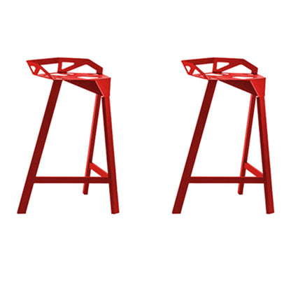 Industrial Low Back Counter Stools Metal Counter Height Stools for Home Use Red 2 Piece Set Counter Stool(26"H) Clearhalo 'Bar Furniture' 'Bar Stools' 'bar_stools' 'furn' 'furn_bar_stools' 'Furniture' 'Kitchen & Dining Furniture' 6244516