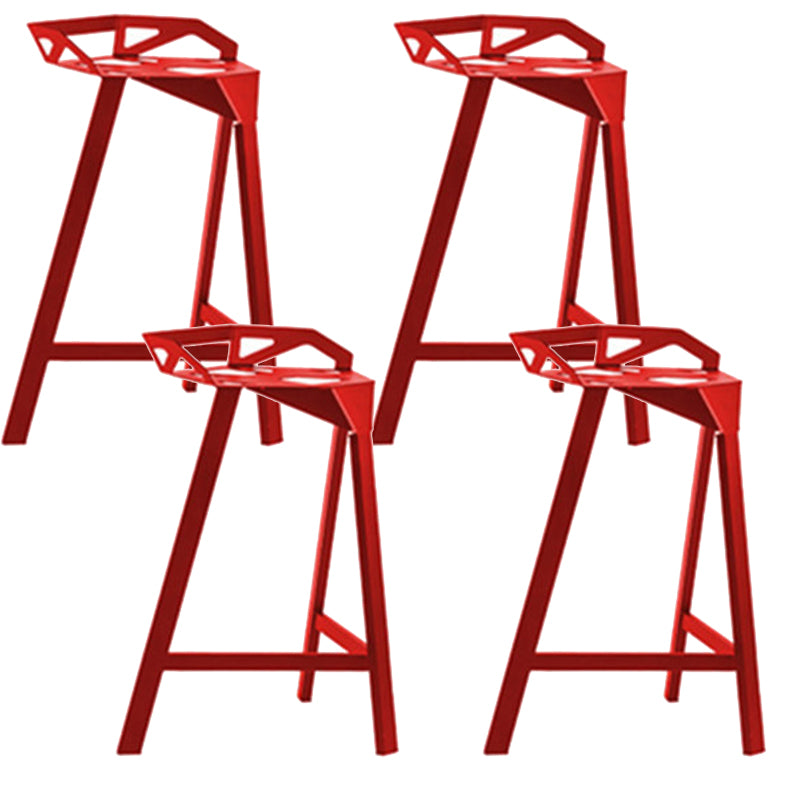 Industrial Low Back Counter Stools Metal Counter Height Stools for Home Use Red 4 Piece Set Counter Stool(26"H) Clearhalo 'Bar Furniture' 'Bar Stools' 'bar_stools' 'furn' 'furn_bar_stools' 'Furniture' 'Kitchen & Dining Furniture' 6244517