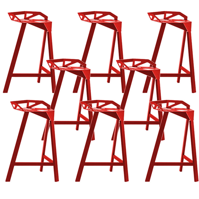 Industrial Low Back Counter Stools Metal Counter Height Stools for Home Use Red 8 Piece Set Counter Stool(26"H) Clearhalo 'Bar Furniture' 'Bar Stools' 'bar_stools' 'furn' 'furn_bar_stools' 'Furniture' 'Kitchen & Dining Furniture' 6244519