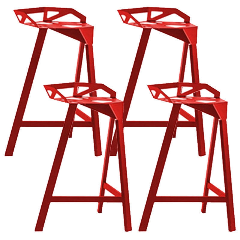 Industrial Low Back Counter Stools Metal Counter Height Stools for Home Use Red 4 Piece Set Bar Stool(30"H) Clearhalo 'Bar Furniture' 'Bar Stools' 'bar_stools' 'furn' 'furn_bar_stools' 'Furniture' 'Kitchen & Dining Furniture' 6244521