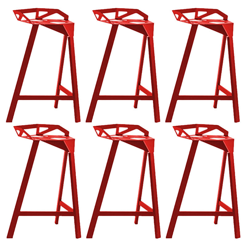 Industrial Low Back Counter Stools Metal Counter Height Stools for Home Use Red 6 Piece Set Bar Stool(30"H) Clearhalo 'Bar Furniture' 'Bar Stools' 'bar_stools' 'furn' 'furn_bar_stools' 'Furniture' 'Kitchen & Dining Furniture' 6244522