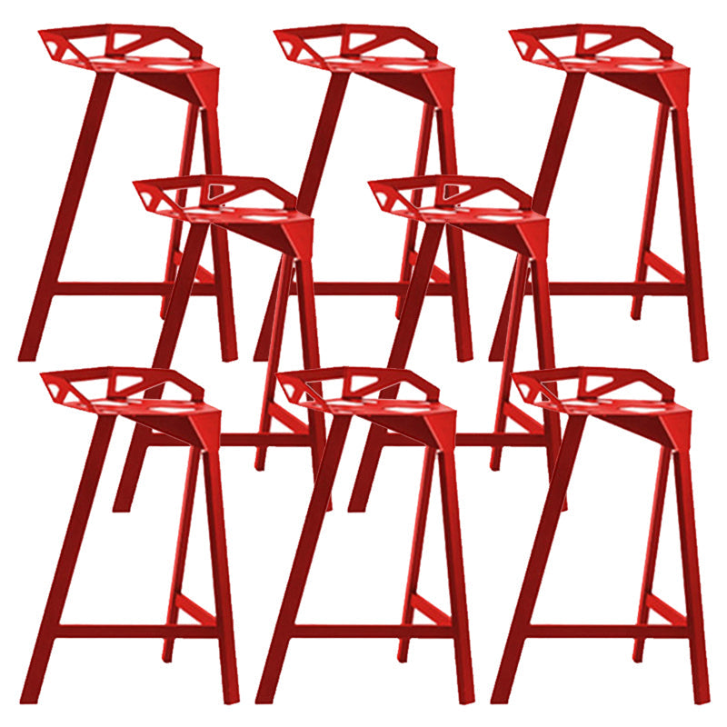 Industrial Low Back Counter Stools Metal Counter Height Stools for Home Use Red 8 Piece Set Bar Stool(30"H) Clearhalo 'Bar Furniture' 'Bar Stools' 'bar_stools' 'furn' 'furn_bar_stools' 'Furniture' 'Kitchen & Dining Furniture' 6244523