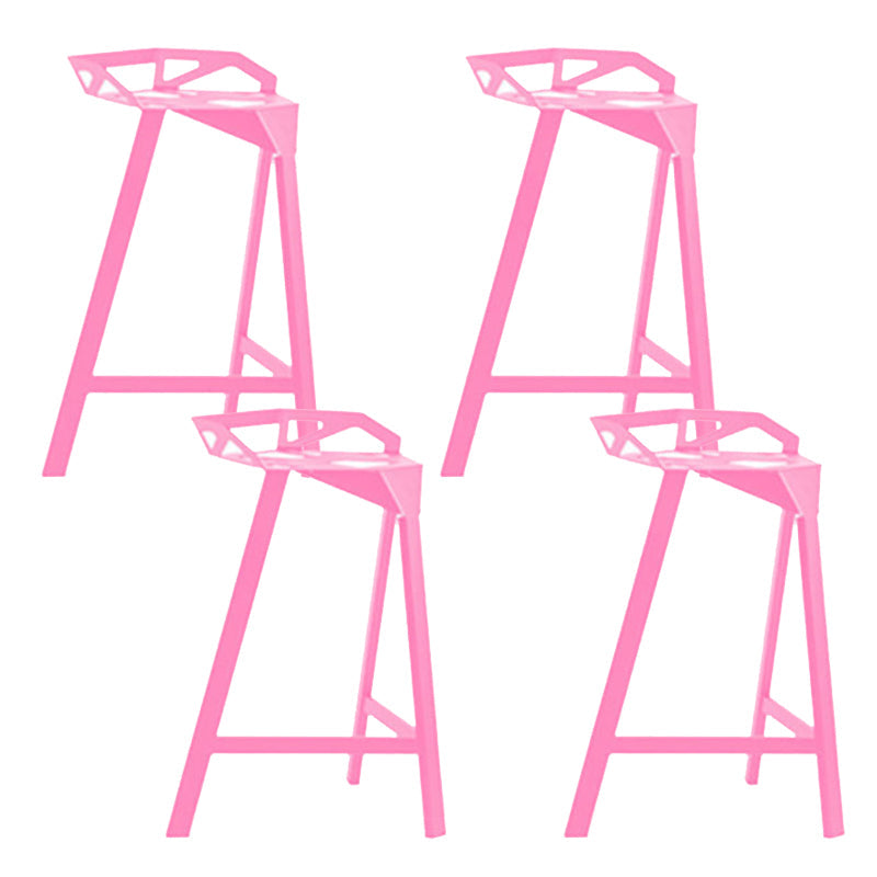 Industrial Low Back Counter Stools Metal Counter Height Stools for Home Use Pink 4 Piece Set Counter Stool(26"H) Clearhalo 'Bar Furniture' 'Bar Stools' 'bar_stools' 'furn' 'furn_bar_stools' 'Furniture' 'Kitchen & Dining Furniture' 6244525