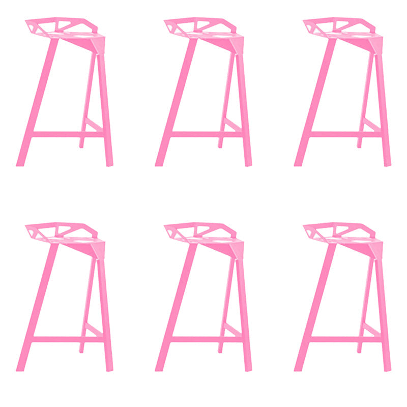 Industrial Low Back Counter Stools Metal Counter Height Stools for Home Use Pink 6 Piece Set Counter Stool(26"H) Clearhalo 'Bar Furniture' 'Bar Stools' 'bar_stools' 'furn' 'furn_bar_stools' 'Furniture' 'Kitchen & Dining Furniture' 6244526