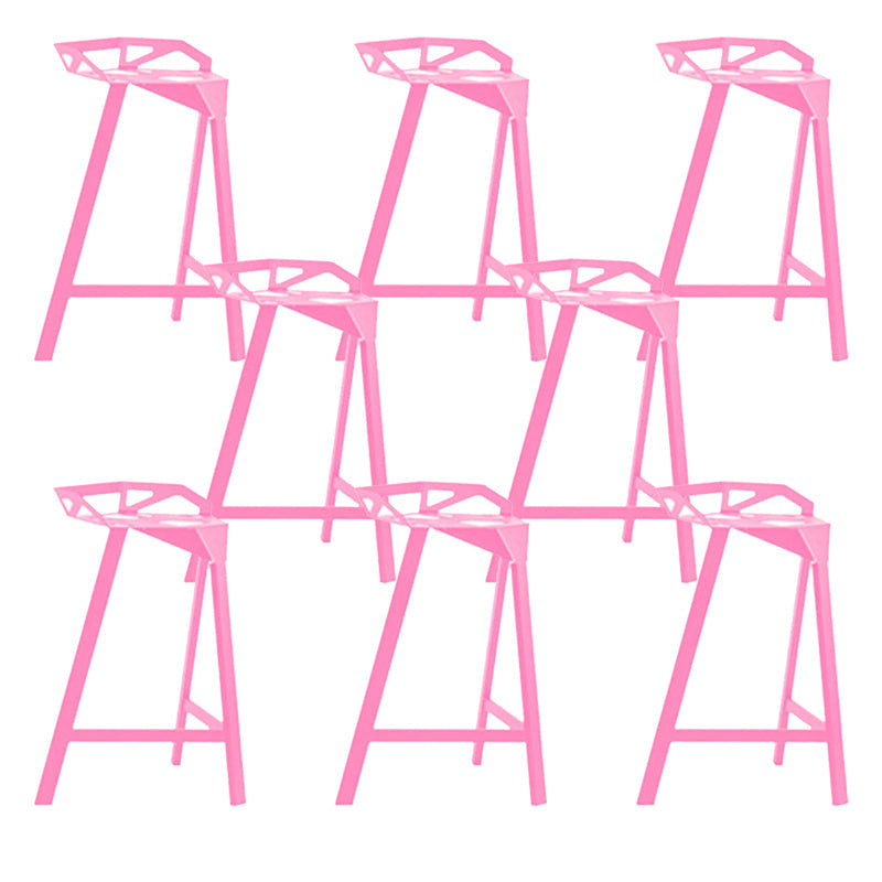 Industrial Low Back Counter Stools Metal Counter Height Stools for Home Use Pink 8 Piece Set Counter Stool(26"H) Clearhalo 'Bar Furniture' 'Bar Stools' 'bar_stools' 'furn' 'furn_bar_stools' 'Furniture' 'Kitchen & Dining Furniture' 6244527