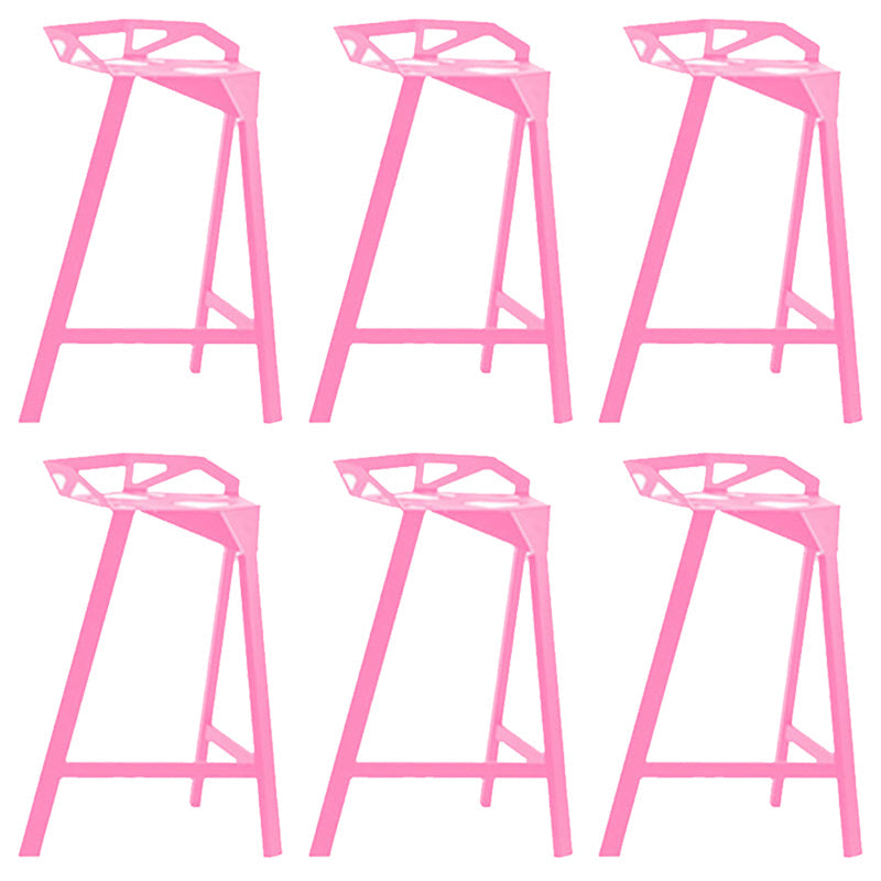 Industrial Low Back Counter Stools Metal Counter Height Stools for Home Use Pink 6 Piece Set Bar Stool(30"H) Clearhalo 'Bar Furniture' 'Bar Stools' 'bar_stools' 'furn' 'furn_bar_stools' 'Furniture' 'Kitchen & Dining Furniture' 6244530