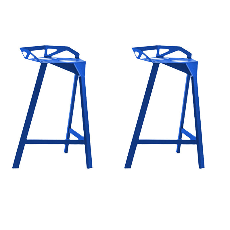Industrial Low Back Counter Stools Metal Counter Height Stools for Home Use Blue 2 Piece Set Counter Stool(26"H) Clearhalo 'Bar Furniture' 'Bar Stools' 'bar_stools' 'furn' 'furn_bar_stools' 'Furniture' 'Kitchen & Dining Furniture' 6244540