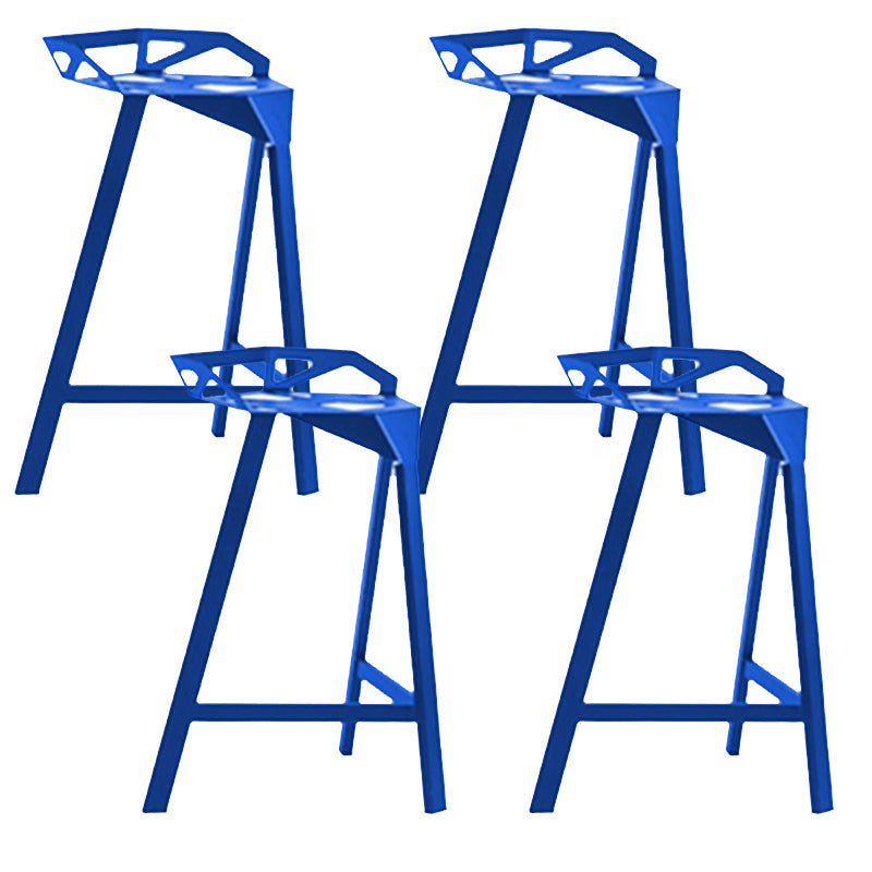 Industrial Low Back Counter Stools Metal Counter Height Stools for Home Use Blue 4 Piece Set Counter Stool(26"H) Clearhalo 'Bar Furniture' 'Bar Stools' 'bar_stools' 'furn' 'furn_bar_stools' 'Furniture' 'Kitchen & Dining Furniture' 6244541