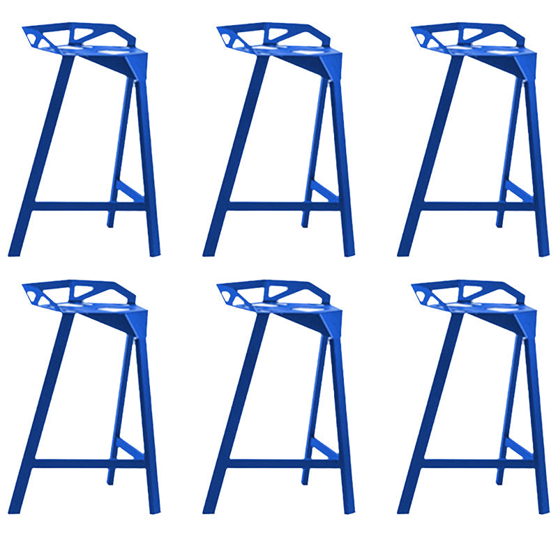 Industrial Low Back Counter Stools Metal Counter Height Stools for Home Use Blue 6 Piece Set Counter Stool(26"H) Clearhalo 'Bar Furniture' 'Bar Stools' 'bar_stools' 'furn' 'furn_bar_stools' 'Furniture' 'Kitchen & Dining Furniture' 6244542
