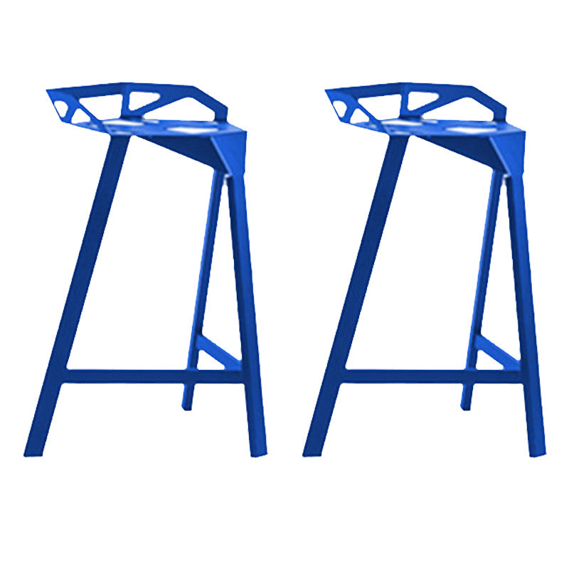 Industrial Low Back Counter Stools Metal Counter Height Stools for Home Use Blue 2 Piece Set Bar Stool(30"H) Clearhalo 'Bar Furniture' 'Bar Stools' 'bar_stools' 'furn' 'furn_bar_stools' 'Furniture' 'Kitchen & Dining Furniture' 6244544