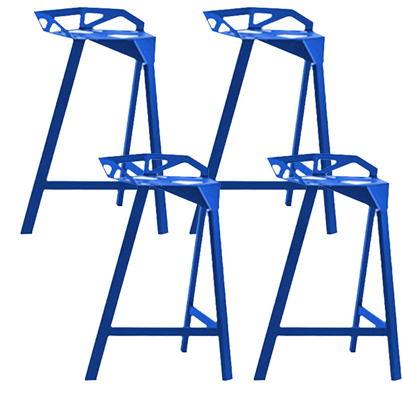 Industrial Low Back Counter Stools Metal Counter Height Stools for Home Use Blue 4 Piece Set Bar Stool(30"H) Clearhalo 'Bar Furniture' 'Bar Stools' 'bar_stools' 'furn' 'furn_bar_stools' 'Furniture' 'Kitchen & Dining Furniture' 6244545