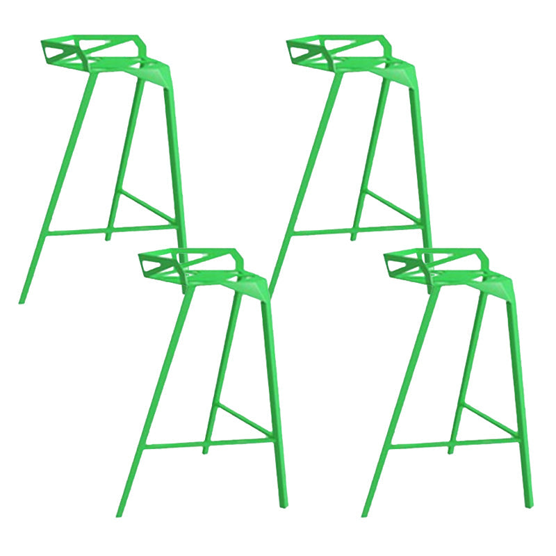 Industrial Low Back Counter Stools Metal Counter Height Stools for Home Use Green 4 Piece Set Counter Stool(26"H) Clearhalo 'Bar Furniture' 'Bar Stools' 'bar_stools' 'furn' 'furn_bar_stools' 'Furniture' 'Kitchen & Dining Furniture' 6244549