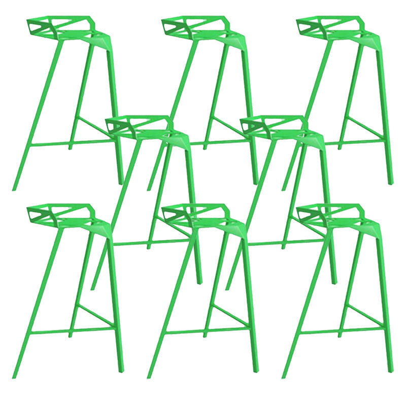 Industrial Low Back Counter Stools Metal Counter Height Stools for Home Use Green 8 Piece Set Counter Stool(26"H) Clearhalo 'Bar Furniture' 'Bar Stools' 'bar_stools' 'furn' 'furn_bar_stools' 'Furniture' 'Kitchen & Dining Furniture' 6244551