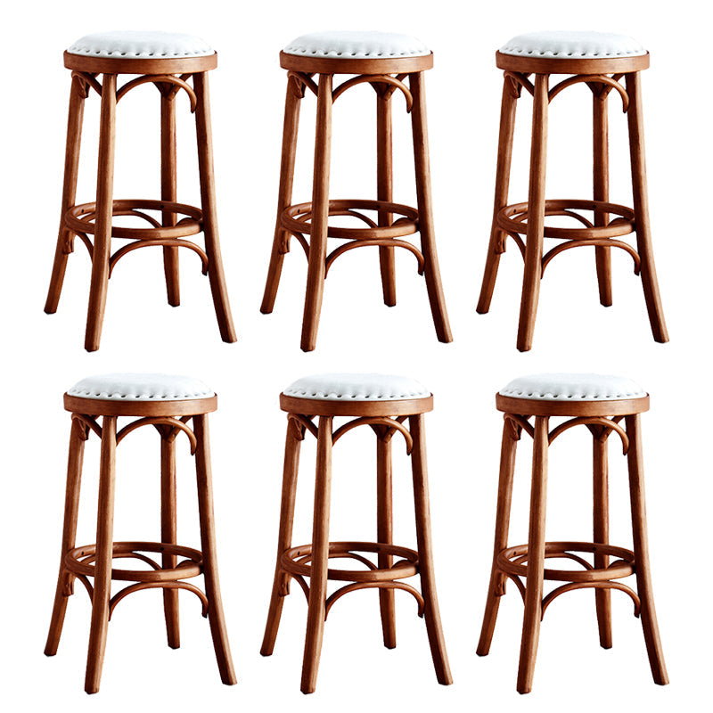 Industrial Solid Wood Counter Stool Velvet Counter Height Stools for Home Use Red Brown 6 Piece Set Clearhalo 'Bar Furniture' 'Bar Stools' 'bar_stools' 'furn' 'furn_bar_stools' 'Furniture' 'Kitchen & Dining Furniture' 6244583
