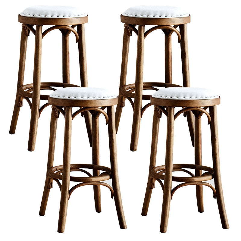 Industrial Solid Wood Counter Stool Velvet Counter Height Stools for Home Use Walnut 4 Piece Set Clearhalo 'Bar Furniture' 'Bar Stools' 'bar_stools' 'furn' 'furn_bar_stools' 'Furniture' 'Kitchen & Dining Furniture' 6244597