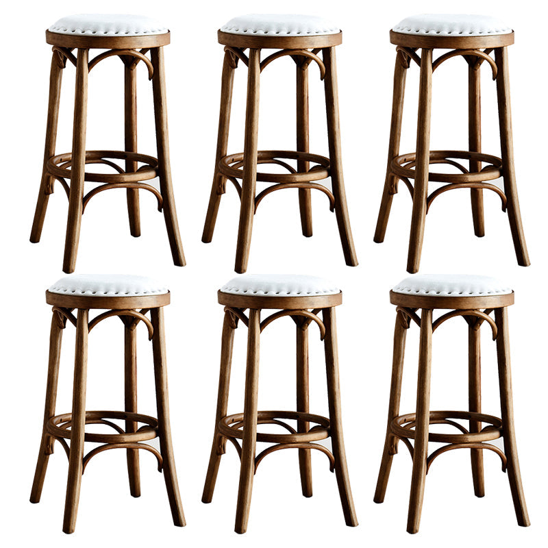 Industrial Solid Wood Counter Stool Velvet Counter Height Stools for Home Use Walnut 6 Piece Set Clearhalo 'Bar Furniture' 'Bar Stools' 'bar_stools' 'furn' 'furn_bar_stools' 'Furniture' 'Kitchen & Dining Furniture' 6244598