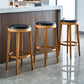 Industrial Solid Wood Counter Stool Faux Leather Counter Height Stools
