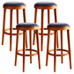 Industrial Solid Wood Counter Stool Faux Leather Counter Height Stools