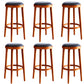 Industrial Solid Wood Counter Stool Faux Leather Counter Height Stools