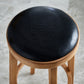 Industrial Solid Wood Counter Stool Faux Leather Counter Height Stools