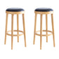Industrial Solid Wood Counter Stool Faux Leather Counter Height Stools