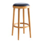 Industrial Solid Wood Counter Stool Faux Leather Counter Height Stools