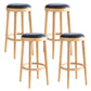 Industrial Solid Wood Counter Stool Faux Leather Counter Height Stools