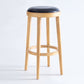 Industrial Solid Wood Counter Stool Faux Leather Counter Height Stools