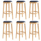 Industrial Solid Wood Counter Stool Faux Leather Counter Height Stools