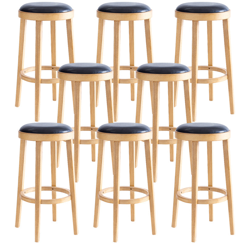 Industrial Solid Wood Counter Stool Faux Leather Counter Height Stools