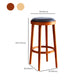 Industrial Solid Wood Counter Stool Faux Leather Counter Height Stools