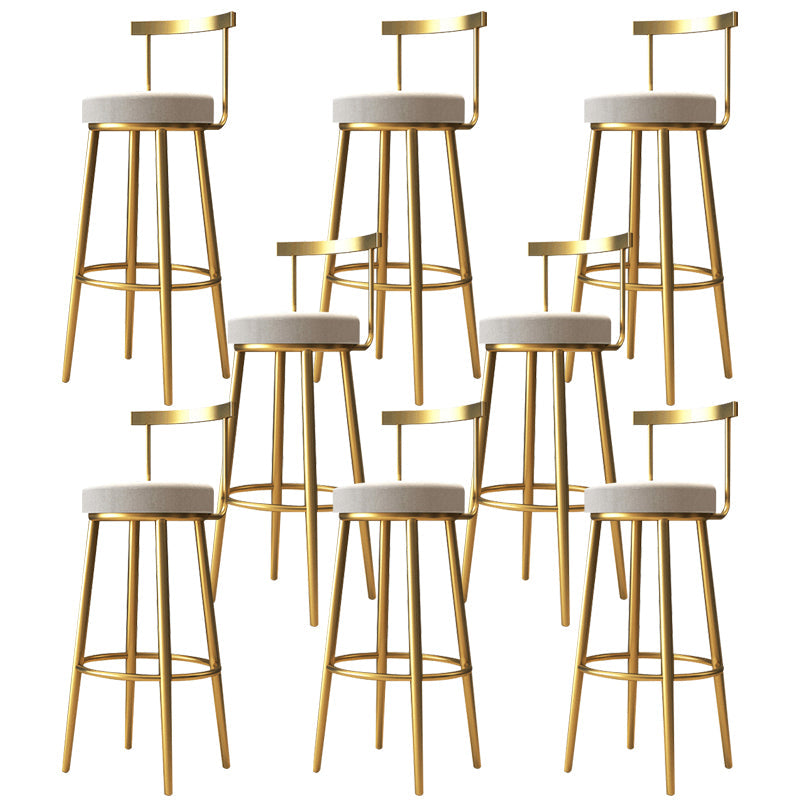 Nordic Bar-stool Round Seat Counter Bar Stool with Metal Legs for Home Use 8 Piece Set Counter Stool(26"H) Clearhalo 'Bar Furniture' 'Bar Stools' 'bar_stools' 'furn' 'furn_bar_stools' 'Furniture' 'Kitchen & Dining Furniture' 6244619