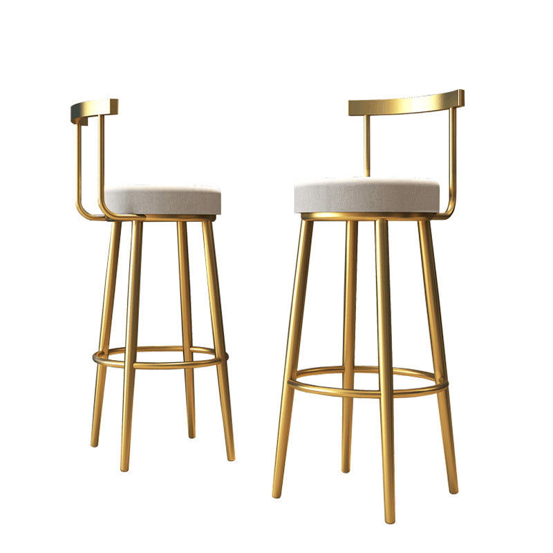 Nordic Bar-stool Round Seat Counter Bar Stool with Metal Legs for Home Use Clearhalo 'Bar Furniture' 'Bar Stools' 'bar_stools' 'furn' 'furn_bar_stools' 'Furniture' 'Kitchen & Dining Furniture' 6244626